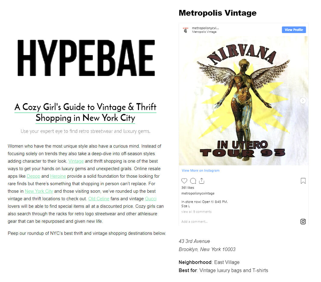 hypebae on metropolis vintage